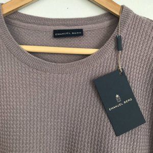 EMANUEL BERG Light Gauge Textured Wool & Cotton Blend Crewneck Sweater